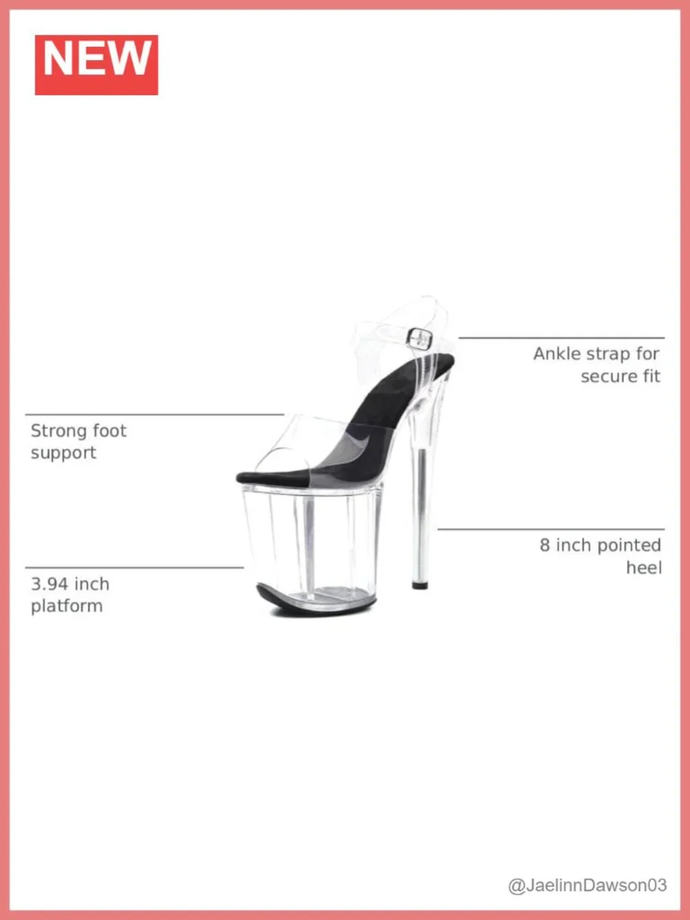 8 inch Platform Heels Pole Dancer Shoes, 20cm Exotic Stiletto Ankle-Strap Heels